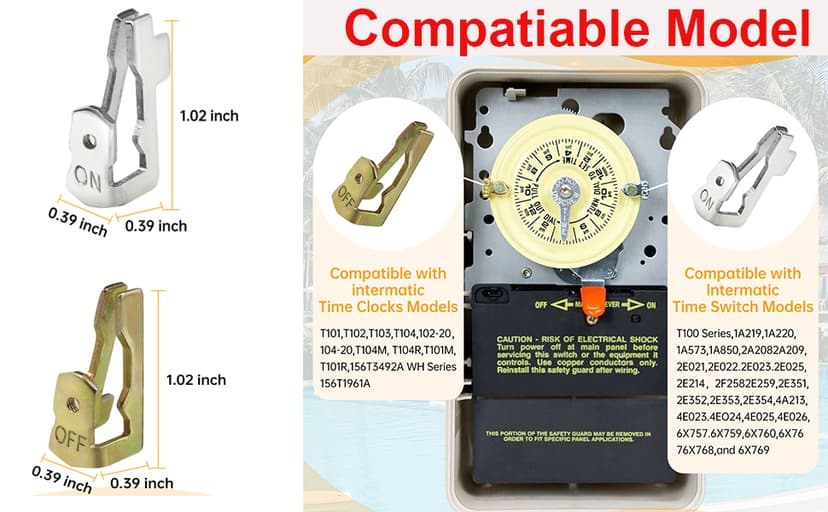 Updated Pool Timer On Off Clips 12pcs, Juvaeny Time Switch Replacement Trippers Kit 156T1978A Pool Pump Timer Tripper Compatible with Intermatic T100 Series T101 T104 Timer Parts (6On /6Off /12Screws)