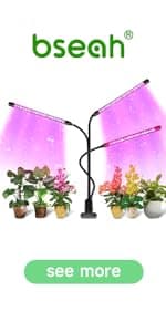 bseah Grow Light Plant Light Indoor Plants, Full Spectrum Clip Plant Growing Lamp, 10-Level Dimmable, Auto On Off Timing 3 9 12Hrs (2 Pack)