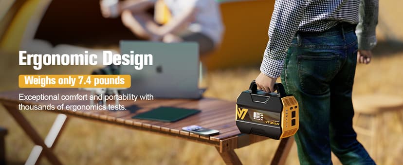 VTOMAN FlashSpeed 300 Portable Power Station 70000mAh, Only 7.4lbs with 7 Outlets, LiFePO4 Generator with Up to 600W AC Outlet, 12V/24V DC Input Adapt RV/Van, PD 100W Type-C for Power Outage, Camping