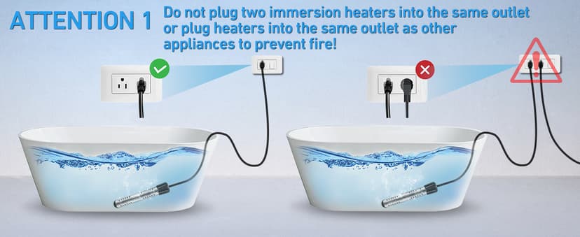 Immersion Water Heater Electric, 2000W Portable Hot Water Heater with 304 S S Guard & LCD Thermometer, Submersible Water Heater Heats up 5 Gallons of Water in Minutes for Bucket Bathtub Small Pool