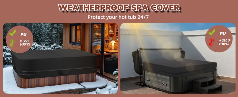 Outdoor Hot Tub Cover, 85×85 Inch Heavy Duty SPA Cover Waterproof, Hot Tub Protector Cover Replacement Weatherproof Protection Cap
