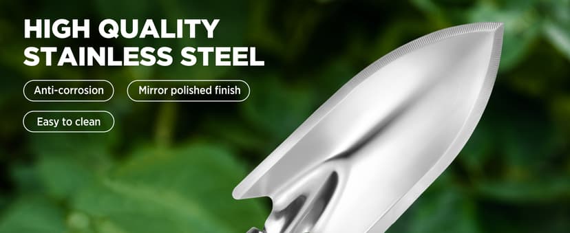 WORKPRO 11" Garden Hand Trowel, Heavy Duty Polished Stainless Steel Garden Shovels with Wood Handle, Small Gardening Hand Tools for Digging, Planting, Measure, Transplanting
