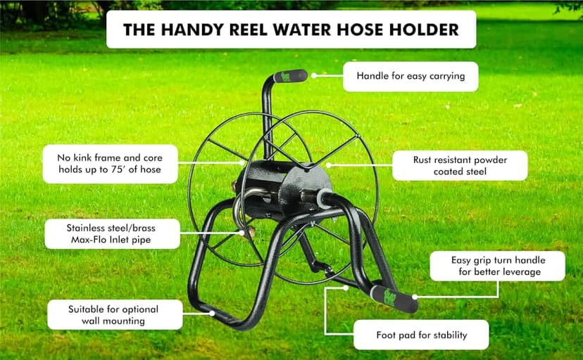 Yard Butler Handy Reel Silver Vein - Compact & Easy-to-Use Garden Hose Reel - Portable Design with Mounting Option - Make Watering Your Plants, Flowers & Lawn Easy