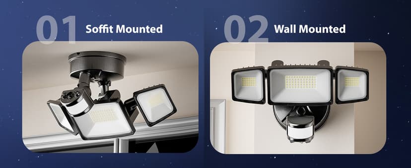 Onforu 65W LED Security Lights Motion Sensor Light Outdoor, 6500LM, 6500K, IP65 Waterproof, Flood Light Outdoor Motion Detector with Adjustable 3 Head, Hardwired Wall Light for Entryway, Yard, Garage