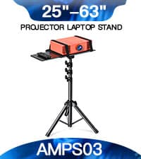 AMADA HOMEFURNISHING Foldable Projector Tripod, Multipurpose Laptop Stand with Removable Mouse Tray, Adjustable Height 25-63 Inch, Outdoor Movie Projector Stand, AMPS03
