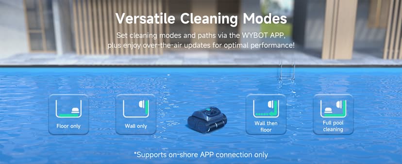 (2025 Upgrade) WYBOT C1 Robotic Pool Vacuum for Inground Pools, 150min Runtime Cordless Pool Cleaner, 4-in-1 Wall & Waterline Cleaning Up to 1,614Sq.ft, Smart Navigation, App Support