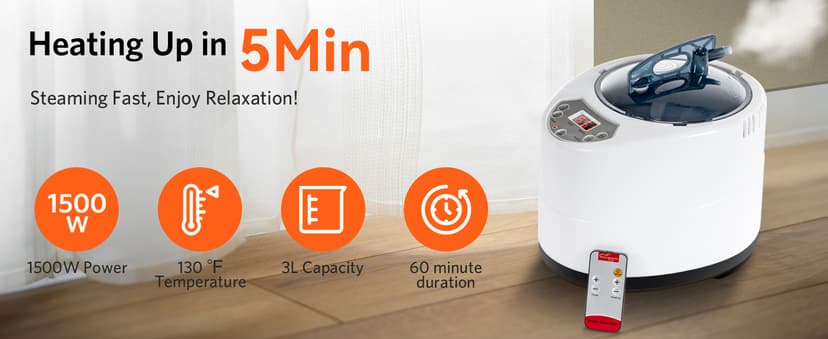 Sauna Box, Portable Steam Tent for Home Detox and Relaxation, Includes 3L Steamer, Remote Controller, Folding Chair, Adjustable Timer 1-60 Min, Large Size