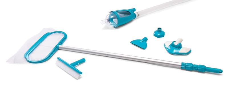 Intex Deluxe Automatic Surface Skimmer Bundled with Maintenance Kit w/ Vacuum & Pole, Swimming Pool Cleaning Tools for Above Ground and InGround Pools