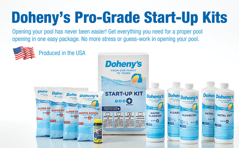 Doheny's Ultimate Pool Opening Start-Up Kit | Includes Metal Out, Algae Control, Clarifier & Super Shock | Prevents Stains, Rust & Scale | Free 10-Pack Test Strips | Pro-Grade Pool Chemicals