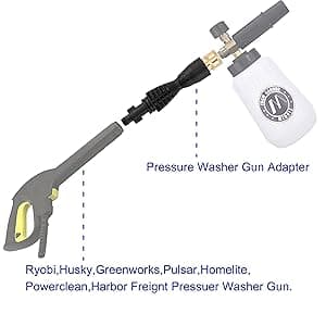 M MINGLE Foam Cannon, Compatible with Portland Husky and Ryobi Pressure Washer, with 5 Nozzle Tips, 1/4 Inch Quick Connector