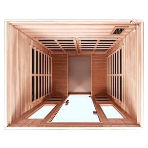Red Cedar 4 Person Outdoor Ultra-Low EMF(0.5mg) Infrared Sauna, Multi-Person Home Sauna spa, 2160w,12 Heating Panels, LCD Control Panel, Bluetooth Speaker, Chromotherapy Lights, Reading lamp