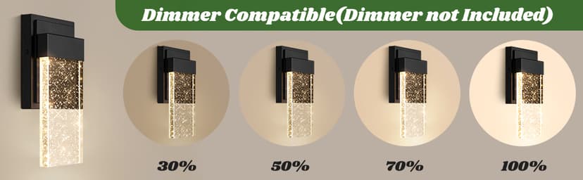 BesLowe Outdoor Wall Light Fixtures with Crystal Bubble Glass, Waterproof Exterior Sconces LED Wall Lanterns, Porch Lights Wall Mounted 10W 3000K Outside Lights for House Front Door Garage Entryway