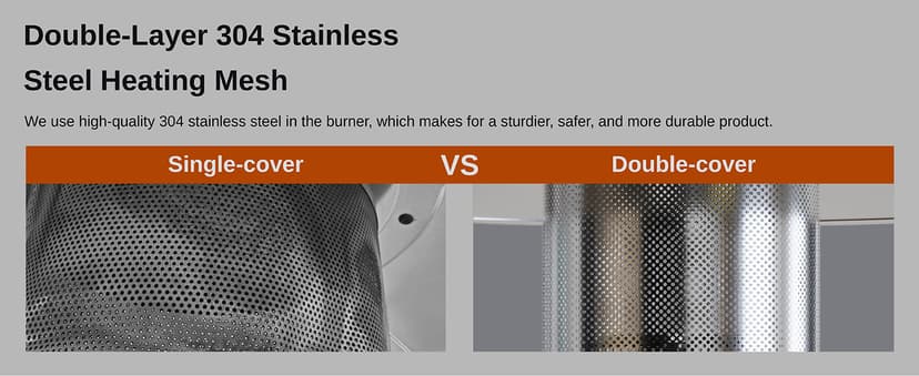 EAST OAK 50,000 BTU Patio Heater with Sand Box, Double-Layer Stainless Steel Burner, Table Design, Safety Protection System, Wheels, Propane Patio Heater for Home and Commercial, Stainless Steel