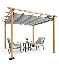 HAPPATIO 10' X 10' Pergola Retractable Canopy for Backyards, Gardens, Patios, Outdoor Pergola with Sun Shade Canopy, Includes Ground Studs and Expansion Screws (Grey)