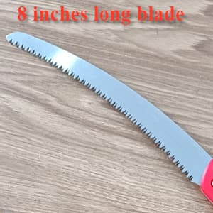 8 Inch Heavy Duty Pruning Saw, Folding Hand Saw with SK5 Curved Blade, Triple-cut Razor Teeth Used for Trees Wood Cutting Camping Gardening Work, Hiking, Landscaping, Tree Trimming