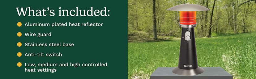 Cuisinart COH-500 Portable Tabletop Patio, 11,000 BTU Outdoor Propane Heater with Safety Tilt Switch and Burner Screen Guard, 100 sq. Foot Heat Range, Black