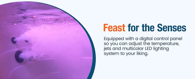 LifeSmart 4-Person Hot Tub, Outdoor Spa with Cover and LED Lights, Square, Beige - Above-Ground Spa Machine with Accessories for Home and Personal Relaxation