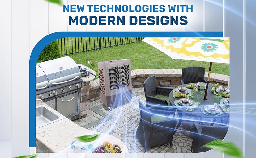 Hessaire MC37M Portable Evaporative Cooling Fan, Indoor/Outdoor High Temp Low Humidity Environments, 3100 CFM, 950 sq. ft., 3-Speed Fan, 59 dB, Gray