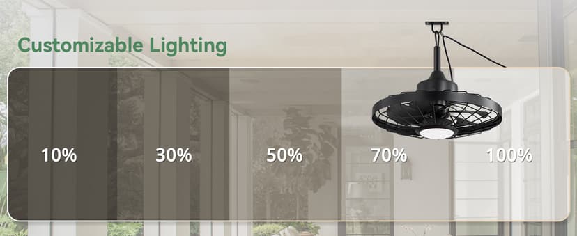 LEDIARY 20" Outdoor Ceiling Fan with Lights,IP65 Waterproof Gazebo Hanging Fan with Remote Control Smart App, Plug in Caged Ceiling Fan with 3CCT 6-Speeds for Patio Porch Pergola(Black)