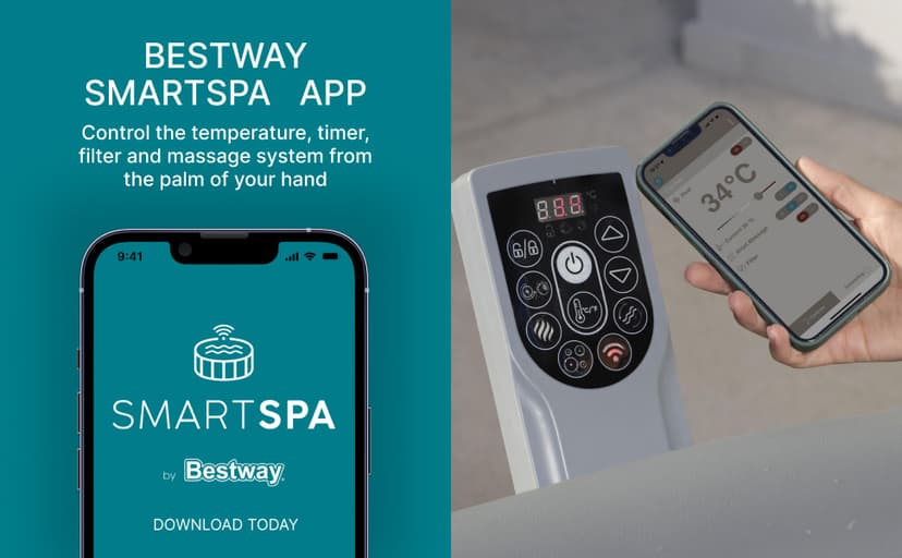 Bestway SaluSpa Hawaii Smart AirJet Inflatable Hot Tub Round Portable 6 to 8 Person Spa with 190 AirJets, App Control and EnergySense Cover, Grey