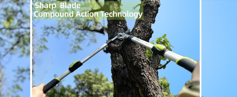 Loppers for Tree Trimming Heavy Duty Branch Cutter with Compound Action, Effortless Tree Pruner Extendable 21-26" Loppers for Gardening, Long Handle Pruning Shears with 1.6" Clean Cut Capacity