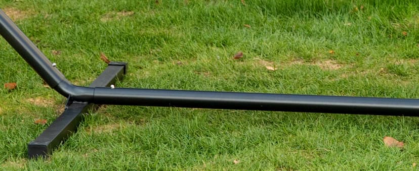 PNAEUT Double Rope Hammock with Stand Included, 12ft Heavy Duty Stand, 2 Person Traditional Cotton Rope Hammocks with Pillow for Outside Porch Patio Backyard Outdoor, Max 475lbs Capacity (Burlywood)