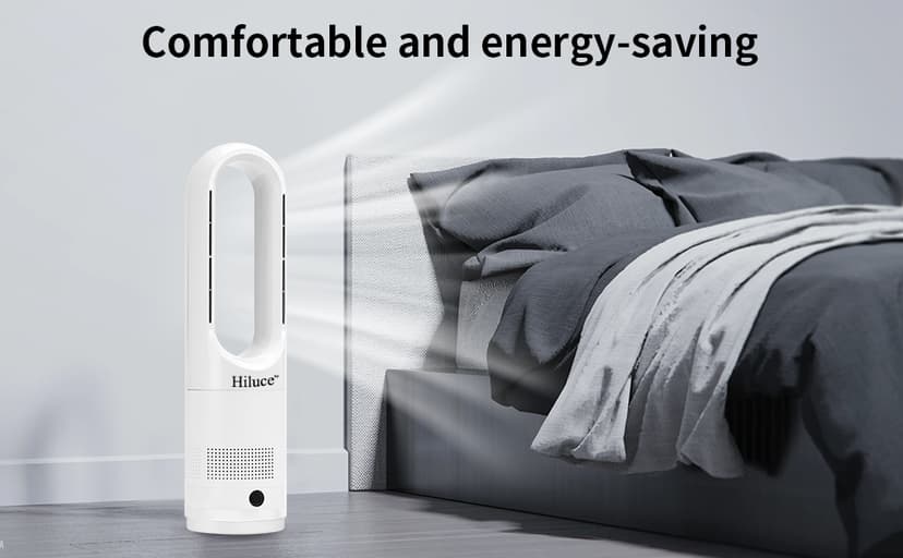 Oscillating All Season Bladeless Fan, 1400W Space Heater & 40W Cooler Fan Combo with Remote,Installation Free Quiet Fan,Tip-Over Switch80°Oscillating, 8 Speeds, 9H Timer,22 inch