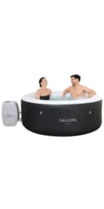 Bestway SaluSpa Miami EnergySense AirJet Inflatable Hot Tub Spa (71" x 26") | Portable Hot Tub with 2 Covers (1 Energy-Efficient Thermal Cover and 1 Standard Cover) | Fits Up to 2-4 Persons | Black