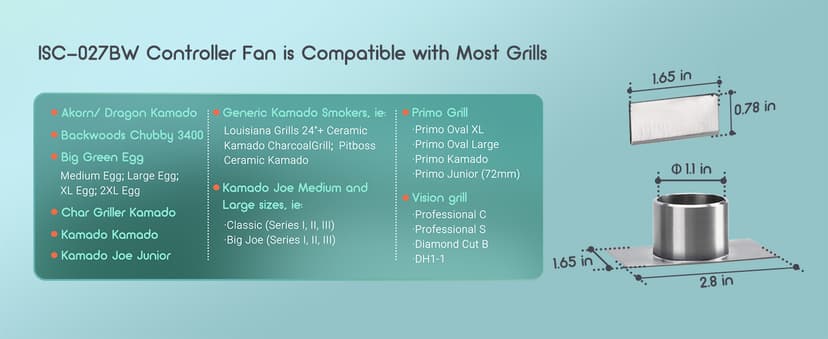 Wi-Fi & Bluetooth BBQ Smoker Temperature Controller with Automatic Smoker Fan, INKBIRD ISC-027BW Grill Thermometer with 4 Probes for Big Green Egg, Kamado Joe, Primo, Vision Grill, Akorn Kamado, Weber