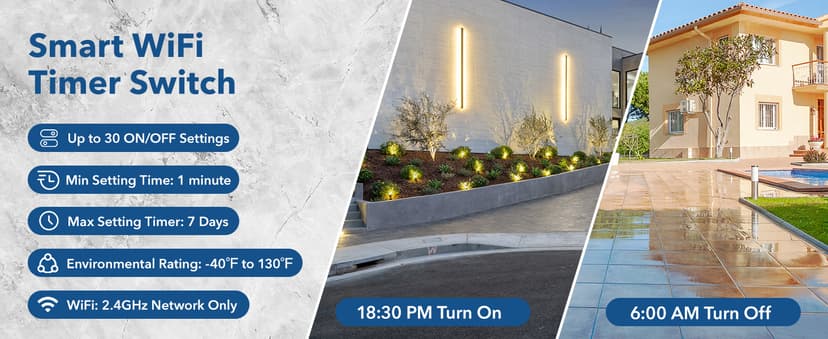 BN-LINK Pool Pump Timer, Outdoor Indoor Smart Wi-Fi Timer Box, 2HP 40A Max, 120, 240, 277 VAC, for Pool Pump, Water Heater, Fans, SPA, APP Remote Control, Compatible with Alexa, Google Assistant