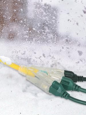 DEWENWILS 25 FT 14/3 Gauge Extension Cord Outdoor Tri-Tap Extension Cord Splitter, Heavy Duty Power Cable SJTW 15 Amp for Multiple Appliances, LED Lighted Plug, ETL Liste