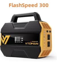 VTOMAN FlashSpeed 300 Portable Power Station 70000mAh, Only 7.4lbs with 7 Outlets, LiFePO4 Generator with Up to 600W AC Outlet, 12V/24V DC Input Adapt RV/Van, PD 100W Type-C for Power Outage, Camping