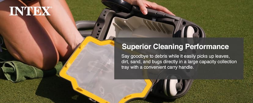 INTEX 28006E ZX100 Pressure-Side Above Ground Automatic Pool Cleaner: For Bigger Pools – Cleans Pool Floor – Removes Debris – Removable Filter Tray – 21ft Tangle Free Hose