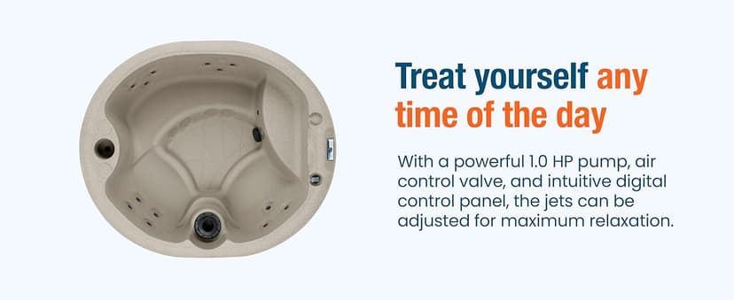 LifeSmart 4-Person Hot Tub, Outdoor Spa with Cover and LED Lights, Circular, Beige - Above-Ground Spa Machine with Accessories for Home and Personal Relaxation