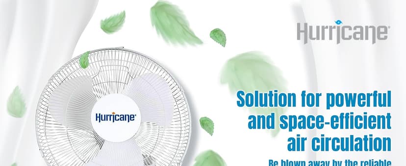 Hurricane Classic Oscillating Wall Mount Fan w/ 3 Quite Speeds, White, 16" - Corded Electric Air Cooling Unit w/Easy Pull Cord Controls for Home, Grow Tents, Offices, Sheds, Studios, Garages & Dorms