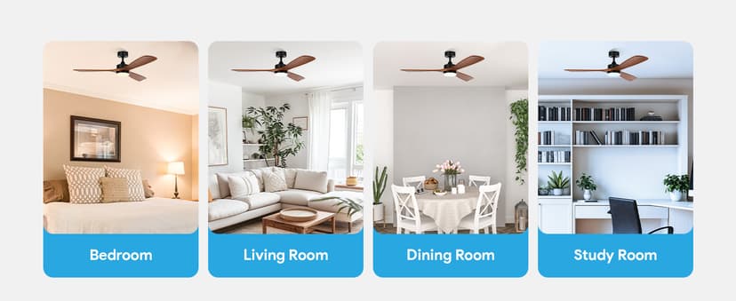 VONLUCE Ceiling Fans with Lights, 52 Inch Ceiling Fan and Remote, 6 Speed Reversible Noiseless DC Motor, 3CCT, Wood Ceiling Fan for Outdoor Indoor Farmhouse Patios, Walnut