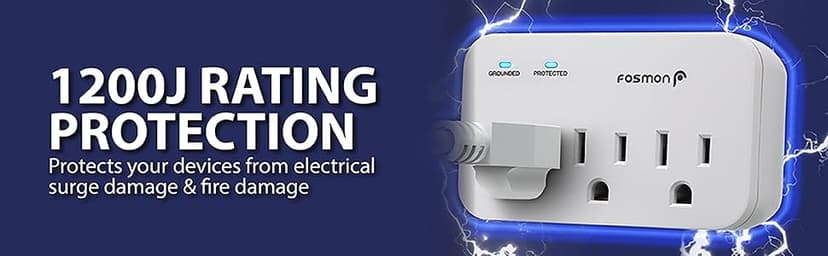 Fosmon Refrigerator Surge Protector, 3 Outlet Heavy Duty Appliance Surge Protector with High Joules for Fridge, Microwave, Washing Machine, Garage Door, 1200J, 1875 Watts, 3 Prong, ETL Listed