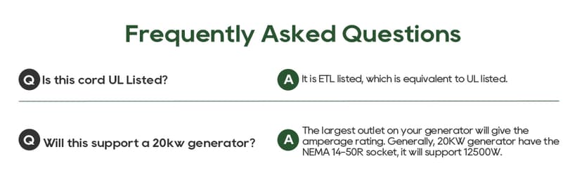 RVGUARD Emergency Power Combo Kit, 15 Foot 50 Amp Generator Cord and Power Inlet Box, NEMA 14-50P to SS2-50R Generator Cord with NEMA SS2-50P Pre-Drilled Generator Inlet Box, ETL Listed