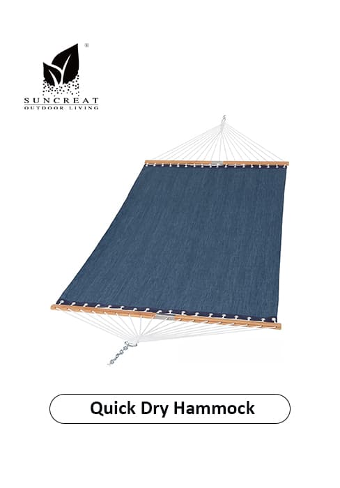 SUNCREAT Hammocks Traditional Rope Double Hammock with Hardwood Spreader Bar and Carrying Bag, 450 lbs Capacity, Natural