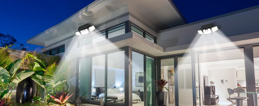 INCX Solar Lights Outdoor Waterproof, 3000 LM 156 LED Motion Sensor Outdoor Lights, 3 Heads Solar Powered Security Flood Light Motion Detected Spotlight for Patio Garage Yard Entryways, 2 Pack Black