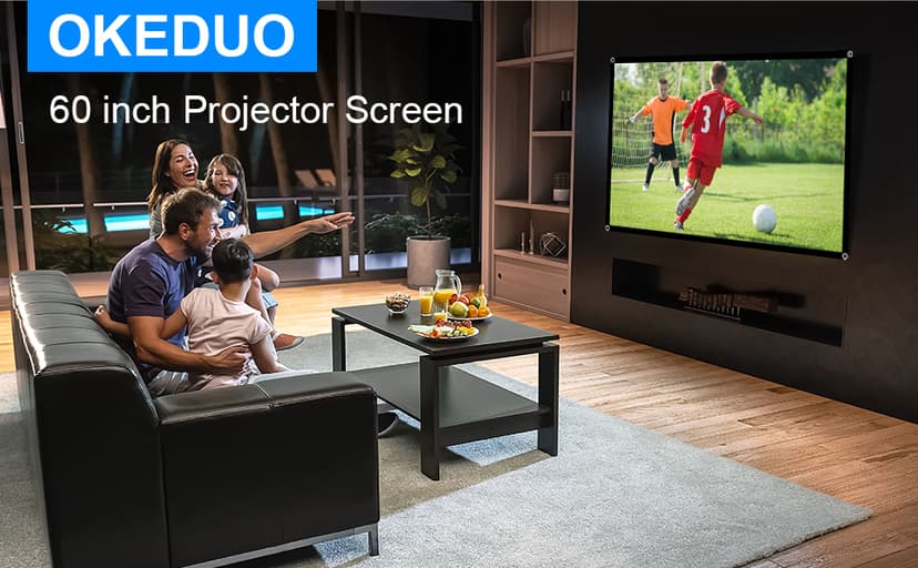 60 Inch Projector Screen, OKEDUO 4K 16:9 HD Portable Projection Movie Screen, Anti-Crease Indoor Outdoor, Simple Install, Easy Carrying Projection Screen for Home Theater Backyard
