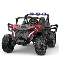 24V Ride On Tractor w/Tiltable & Detachable Trailer, 2x65W Motors, EVA Tires, Remote Control, Bluetooth, Shifter, Music, Electric Car for Kids Ages 2-5, Red