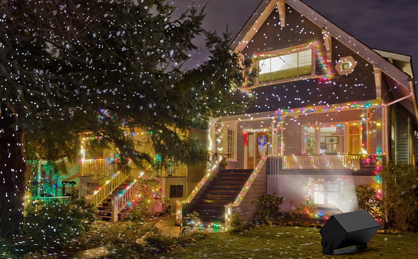 Outdoor Star Lights Projector, AIRIVO White Laser Fairy Lights Projector, Christmas Snowflake Projector 3 Lighting Modes Garden Light with Remote Control for Home, Patio,Landscape