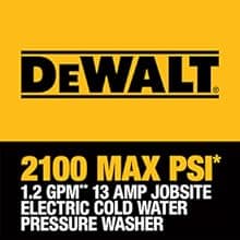 DEWALT Electric Pressure Washer, 2100 PSI, Jobsite Power Washer (DWPW2100) Yellow