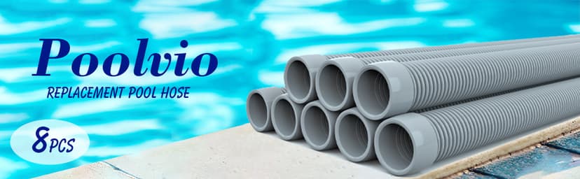 Poolvio Professional Swimming Pool Vacuum Cleaner Hose -1.5” 8 Piece Hoses for Pool Vacuum Extension/Replacement - Compatible with all Major Automatic Swimming Pool Cleaners