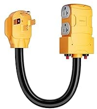 MECMO Shore Power NEMA L5-30P to 3X 5-15R/5-20R RV Generator Adapter Marine 30 Amp to 110 15 Amp Household Regular Connector, 30A 3 Prong Locking Generator Male L5-30P to 5-15R 5-20R 3-Way Female