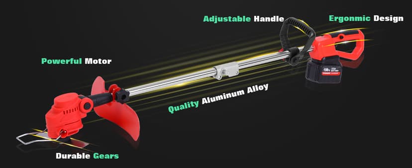 21V Cordless 2-in-1 Tiller & Weed Whacker Combo | 12"x9" Rototiller, 4x4 Blades & 8" Trimmer - 2×21v Battery, 360 RPM for Gardening, Garden Tiller, Electric Tiller, Cultivators for Gardening