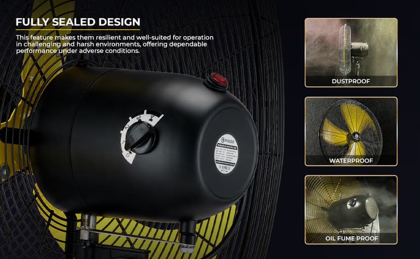 20'' Outdoor Quiet Oscillating Pedestal Fan With All Sealed Brushless DC Motor, 4-Speed Waterproof Outdoor Fan, Heavy Duty Industrial Floor Fans for House,Patios, Commercial, Garage, Warehouse