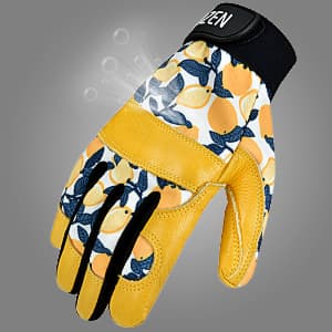 Cowhide Leather Thorn Proof & Puncture Resistant Gardening Gloves for Women and Men, Touchscreen Compatible Working Gloves for Weeding, Digging, Planting, Gardening Gifts for Women, Size Medium