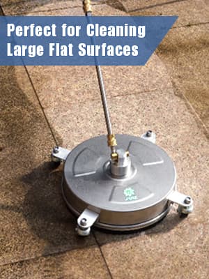 janz 14" Pressure Washer Surface Cleaner with 4 Wheels, Stainless Steel Housing, 1/4" Quick Plug, 2 Extension Wands, 2 Replacement Nozzles and 3 Spray Nozzles, 4000 PSI